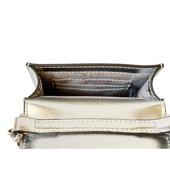 Michael Kors Carmen Small Logo Smartphone Crossbody Bag Silver $348 Nwt - Picture 4 of 7